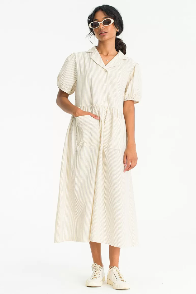 Women Olive Clothing Yuna Stripe Shirt Dress, Beige