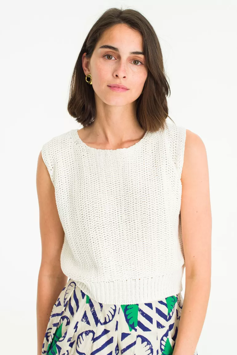 Women Olive Clothing Yuzu Open Tank, Ivory