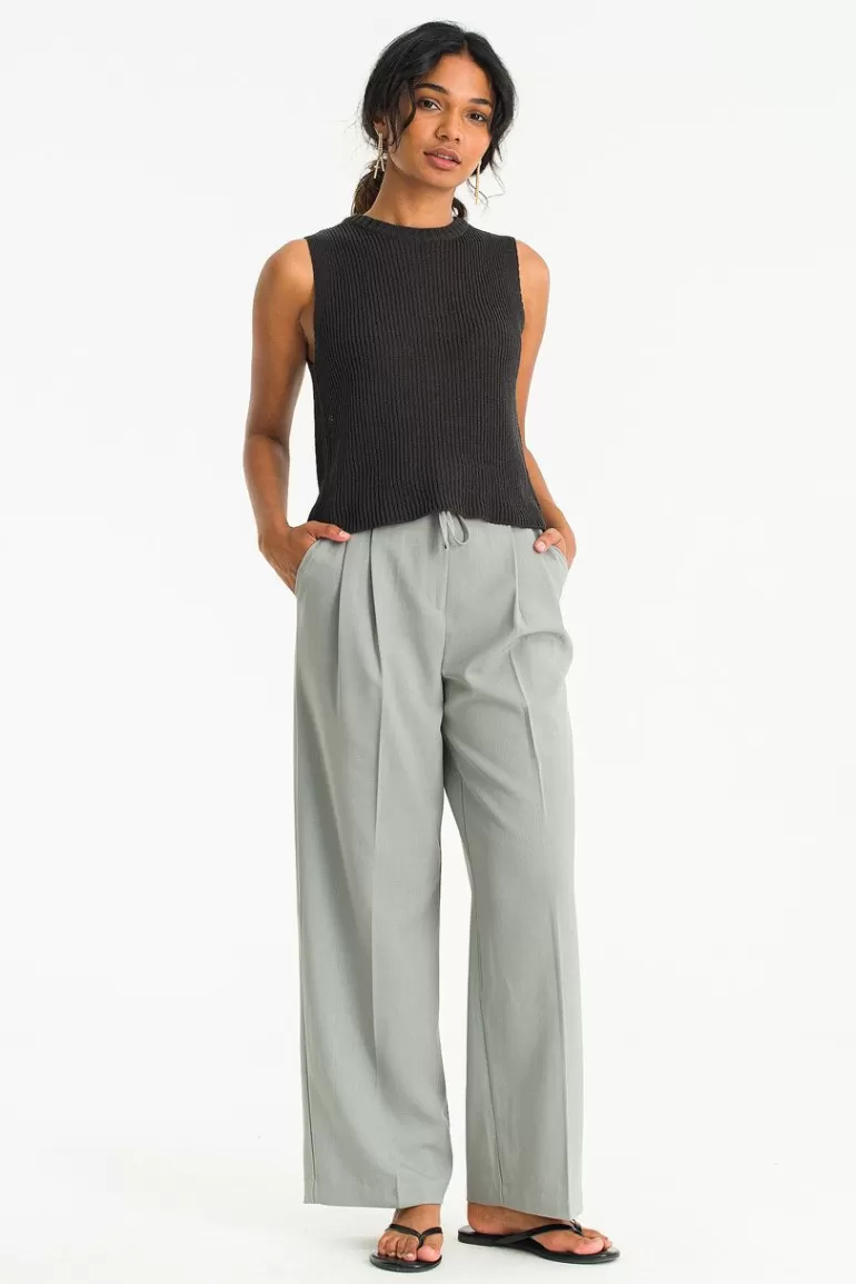 Women Olive Clothing Zoe Knitted Tank, Charcoal